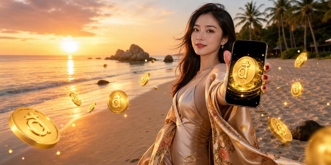 Người dùng tại Phú Quốc sử dụng casino trực tuyến trên bãi biển qua điện thoại di động